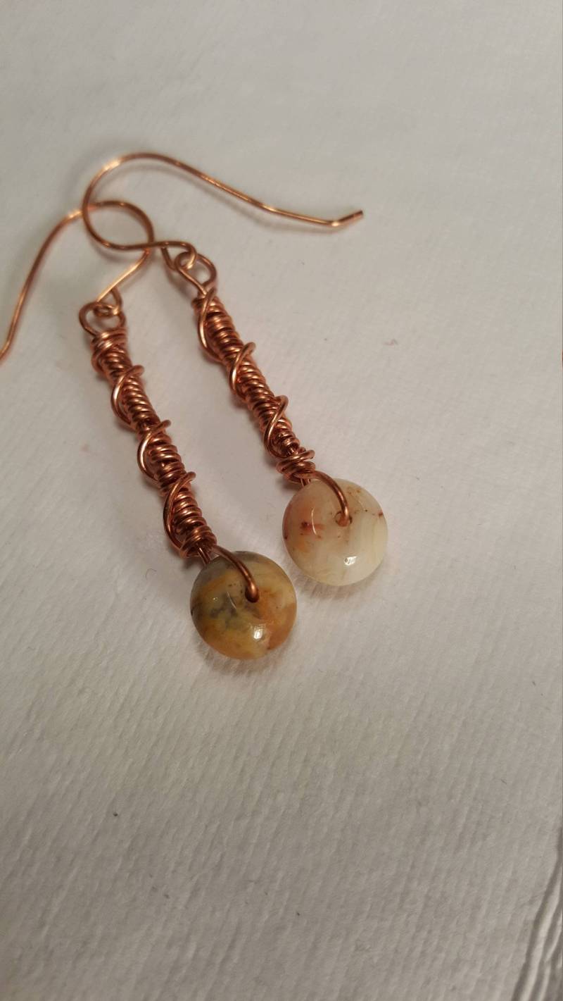 Kupfer Gewunden Jaspis Ohrringe Kupfer Gewunden Jaspis Ohrringe von knljewelryshop