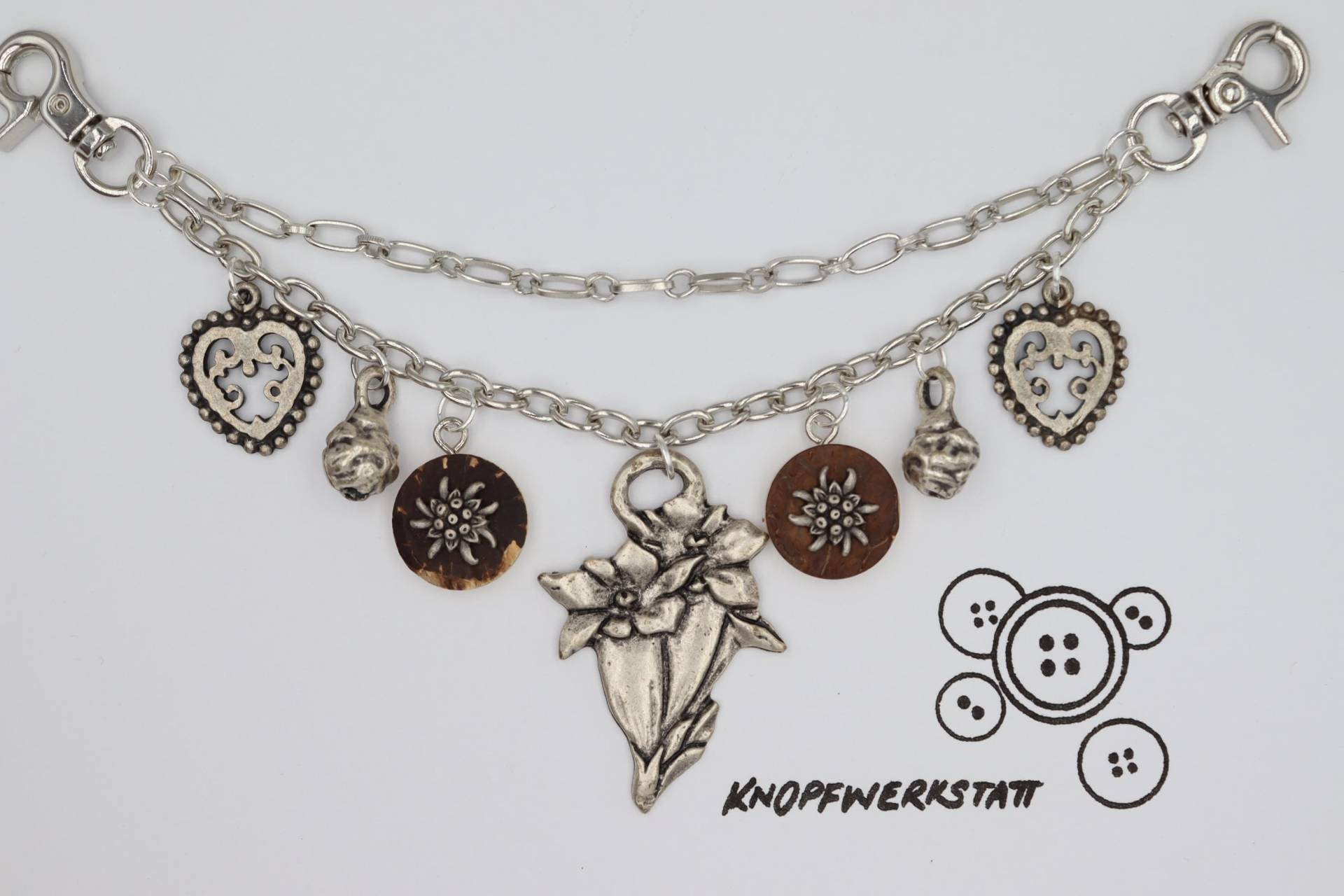 Charivari, Mit Verschiedenen Charm Anhängern, Dirndlschmuck, Miederschmuck, Dirndl, Tracht, Oktoberfest, Bayern, Frauen Charivari von knopfwerkstatt