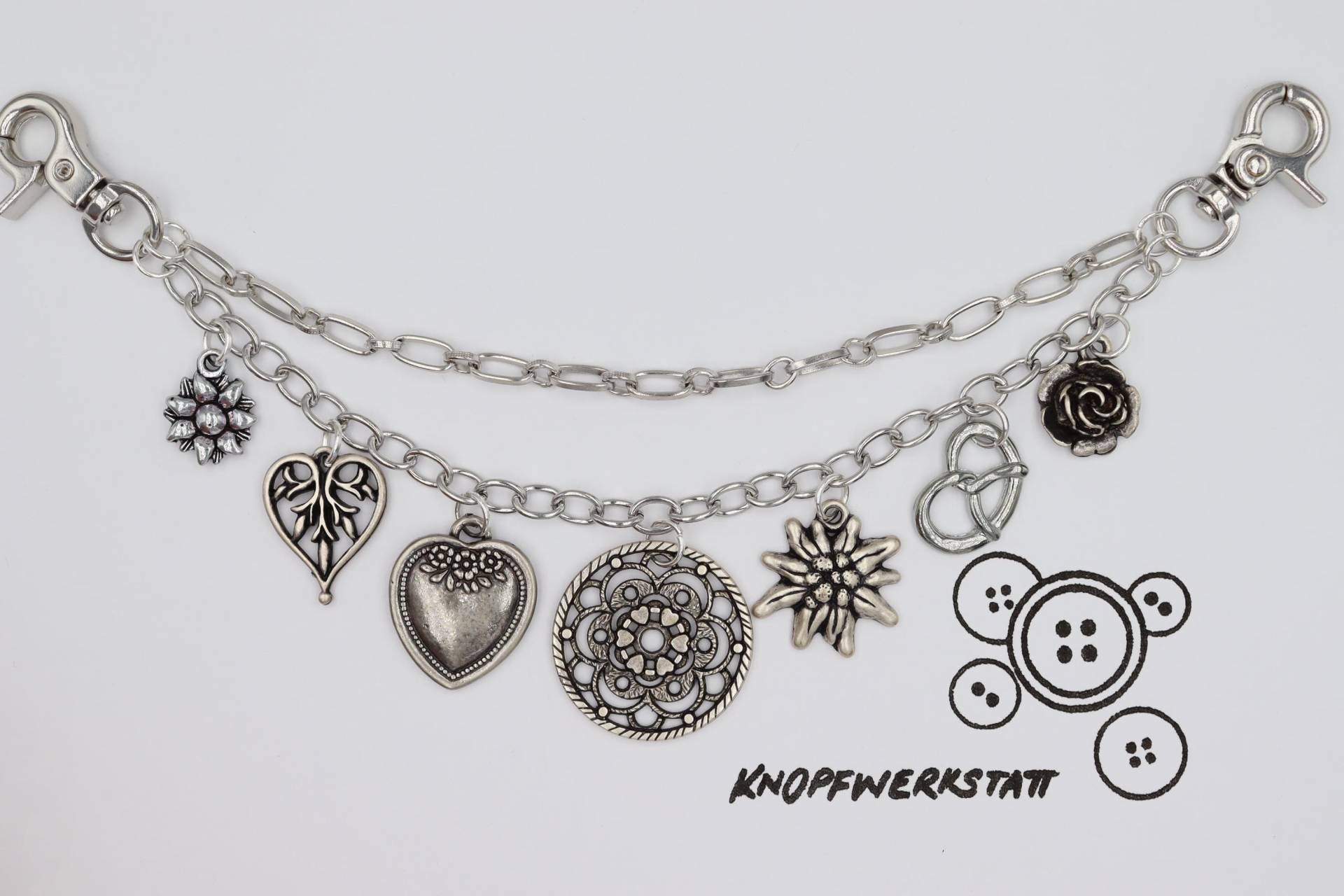 Charivari, Mit Verschiedenen Charm Anhängern, Dirndlschmuck, Miederschmuck, Dirndl, Tracht, Oktoberfest, Bayern, Frauen Charivari von knopfwerkstatt