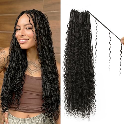 Boho-Häkelzöpfe, reine Proteinfaser, nah an Echthaar, 45,7 cm, Göttin-Box-Zöpfe mit weichen Locken, böhmische Zöpfe, Häkelhaar für schwarze Frauen, 45,7 cm, #2 Boho-Häkelzöpfe, reine Proteinfaser, nah an Echthaar, 45,7 cm, Göttin-Box-Zöpfe mit weichen Locken, böhmische Zöpfe, Häkelhaar für schwarze Frauen, 45,7 cm, #2 von knovotch