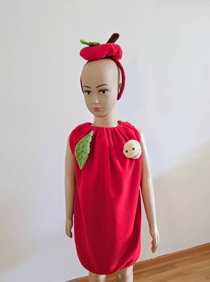 Apfelkostüm Kinder Set Mit Haarreifen | Obst Kostüm Fasching Karneval Halloween Einteiliges & Kopfschmuck Handgemacht von knuffeliges