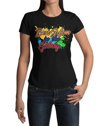 Beste Mama Damen T-Shirt Geschenkidee zum Geburtstag Tshirt Kurzarm Tailliertes Oberteil für Frauen mit Statement Best Mom - Mutter & Tochter- Regular Fit Gr. XS - XXXL (schwarz, S) von knut Fashion & Streetwear