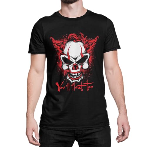 Clown Horror Halloween T-Shirt Witzig gruseliges T-Shirt Unisex passend für Mann und Frau Herren Tshirt mit Frontprint Fasching Outfit große Größen S - XXXXXL von knut Fashion & Streetwear