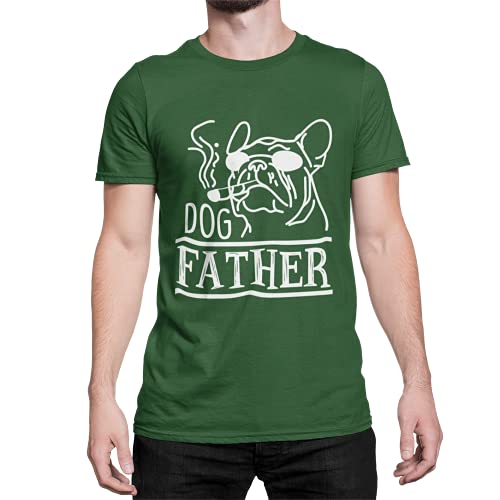 Dogfather Männer T-Shirt Kurzarm Oberteil für Damen und Herren Unisex Tshirt Französisch Bulldog Hundepapa Hundemama lustiges Geschenk in Gr. S-XXXXXL (Bottle Green, L) von knut Fashion & Streetwear
