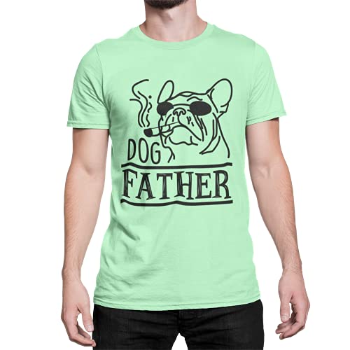 Dogfather Männer T-Shirt Kurzarm Oberteil für Damen und Herren Unisex Tshirt Französisch Bulldog Hundepapa Hundemama lustiges Geschenk in Gr. S-XXXXXL (Mint Grün, XL) von knut Fashion & Streetwear