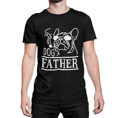 Dogfather Männer T-Shirt Kurzarm Oberteil für Damen und Herren Unisex Tshirt Französisch Bulldog Hundepapa Hundemama lustiges Geschenk in Gr. S-XXXXXL (Schwarz, S) von knut Fashion & Streetwear