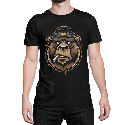 Herren Shirt Gangster Bear Bären Stark Hardcore Rock T Shirt Männer rockige Kleidung Kurzarm Gothic Biker Rundhals Oberteil Unisex Vintage Grunge Clothes Schwarz S-5XL… (Schwarz, L) von knut Fashion & Streetwear