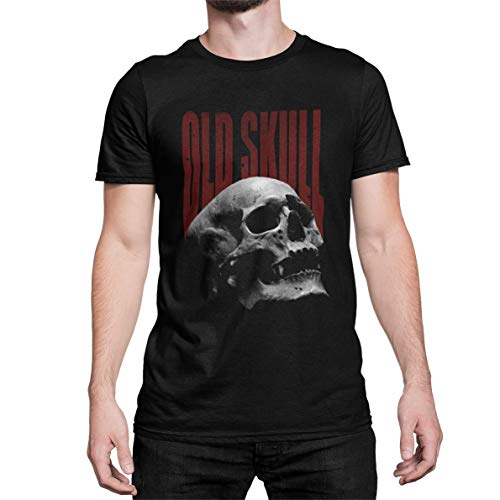 Premium Totenkopf Herren T-Shirt Hardcore Schädel Old Skull Tshirt Kurzarm Vikings Kleidung Oberteil für Männer Vintage aus Baumwolle Regular Fit Schwarz Weiß XS-XXXXXL (Schwarz, XL) von knut Fashion & Streetwear