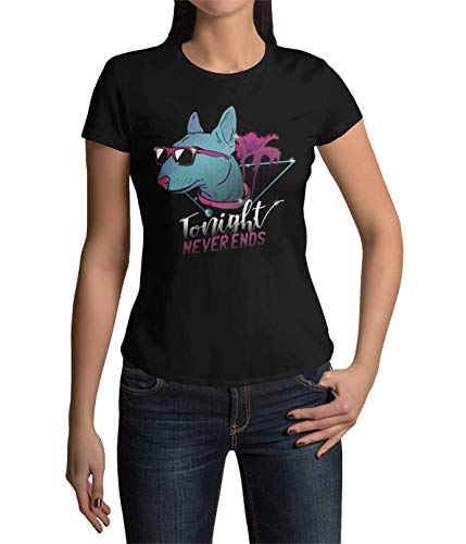 Hundefans Frauen T-Shirt Miniatur Bullterrier Ladyfit Tshirt Kurzarm Oberteil für Damen Vintage Top aus Baumwolle Regular Fit Schwarz Grün Gelb Rosa XS-XXXL (Schwarz, S) von knut Fashion & Streetwear