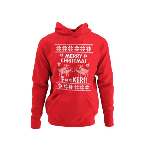 Kuschliger Weihnachts Hoodie Herren mit Weihnachtsmotiv für Männer Kapuzenpullover mit frechen Spruch Merry Christmas Regular Fit Rot Grün Schwarz Gr. S - XXXXXL von knut Fashion & Streetwear