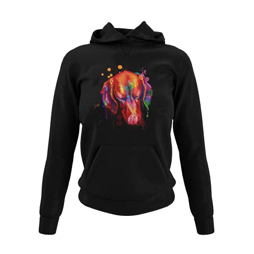 Magyar Vizsla Hoodie Damen Kapuzenpullover Frauen mit Hundemotiv Ungarischer Vorstehhund für Hundemama oder Liebhaber als Geschenk oder zum Geburtstag Gr. XS-XXXL (Schwarz, L) von knut Fashion & Streetwear