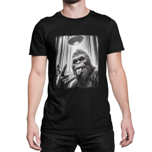 Modernes Herren Tshirt Motiv Alien Bigfoot Männer T-Shirts Hang and Loose Outfit Rockiges sportliches Kurzarm Shirt Clothes Größen XS-5XL von knut Fashion & Streetwear