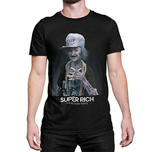 Premium Statement Herren T-Shirt Super Rich Tshirt Kurzarm Hiphop Oberteil für Männer Vintage aus Baumwolle Regular Fit Schwarz Weiß S-XXXXXL (Schwarz, S) von knut Fashion & Streetwear