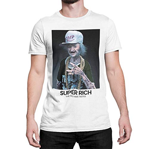 Premium Statement Herren T-Shirt Super Rich Tshirt Kurzarm Hiphop Oberteil für Männer Vintage aus Baumwolle Regular Fit Schwarz Weiß S-XXXXXL (Weiß, XXXL) von knut Fashion & Streetwear