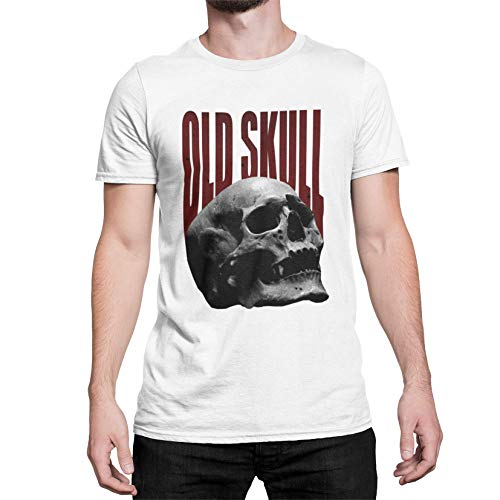 Premium Totenkopf Herren T-Shirt Hardcore Schädel Old Skull Tshirt Kurzarm Vikings Kleidung Oberteil für Männer Vintage aus Baumwolle Regular Fit Schwarz Weiß XS-XXXXXL (Weiß, XXL) von knut Fashion & Streetwear