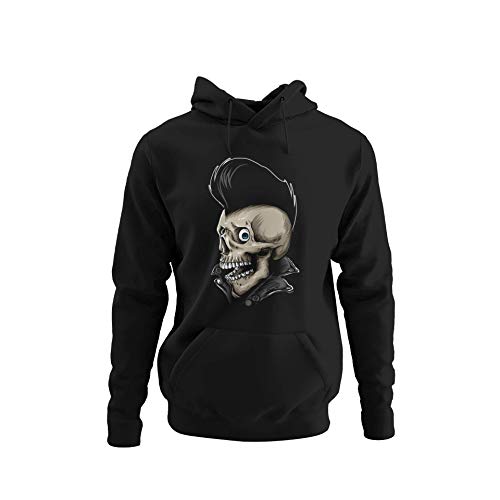 Rockabilly Hoodie Totenkopf Kapuzenpullover Unisex für Männer Motiv Skull Hello Herren Kapuzensweatshirt in Schwarz oder Khaki Regular Fit Dicker Pullover mit Kapuze Gr. S-5XL von knut Fashion & Streetwear