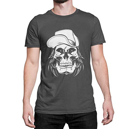 Skater T-Shirt Lässiges Skater Herren T-Shirt Totenkopf Schädel Skateboard Tshirt Kurzarm Skull Oberteil für Männer Vintage aus Baumwolle Regular Fit Schwarz Grau XS-XXXXXL (Dunkel Grau, XXXL) von knut Fashion & Streetwear