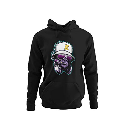 Stylischer Gorilla Herren Hoodie im Hip Hop Style Motiv I am King Männer in Schwarz Unisex Black, Rose, Rosa & 8 Gr. S-5XL (Schwarz, L) von knut Fashion & Streetwear