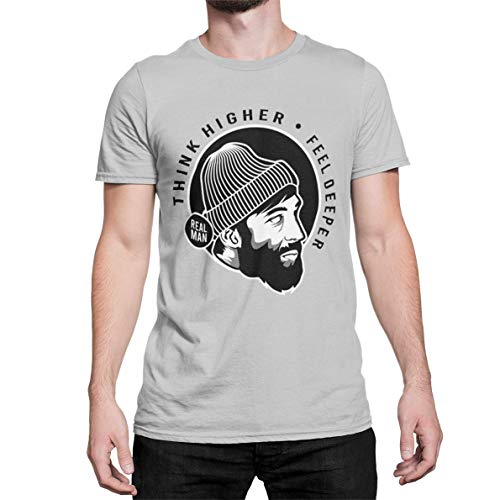 Think Higher T-Shirt Herren Hipster Kurzarm Rundhals Oberteil für Männer Vintage aus Biobaumwolle Regular Fit Schwarz Weiß Grau Gelb Gr. S-XXXXXL (Hell Grau, L) von knut Fashion & Streetwear