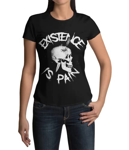 Trendiges Damen Oberteil Frauen T-Shirt mit Totenkopf Motiv Tshirt für Sommer Kurzarm Basic Gothic Style Skull Print für Modebewusste Girls in Schwarz Black Gr. XS-XXXL (M, Schwarz) von knut Fashion & Streetwear