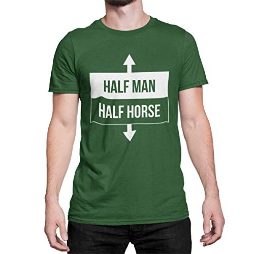 Witziges Statement Herren T-Shirt Half Men Half Horse Tshirt Kurzarm Oberteil für Männer Funshirt aus Baumwolle Regular Fit Schwarz Weiß S-XXXXXL… (Bottle Green Druck Weiß, M) von knut Fashion & Streetwear