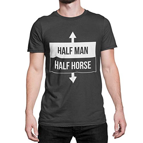 Witziges Statement Herren T-Shirt Half Men Half Horse Tshirt Kurzarm Oberteil für Männer Funshirt aus Baumwolle Regular Fit Schwarz Weiß S-XXXXXL… (Dunkel Grau Druck Weiß, L) von knut Fashion & Streetwear