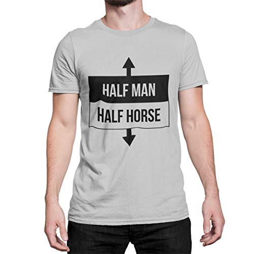 Witziges Statement Herren T-Shirt Half Men Half Horse Tshirt Kurzarm Oberteil für Männer Funshirt aus Baumwolle Regular Fit Schwarz Weiß S-XXXXXL… (Hell Grau Druck Schwarz, XXL) von knut Fashion & Streetwear