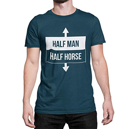 Witziges Statement Herren T-Shirt Half Men Half Horse Tshirt Kurzarm Oberteil für Männer Funshirt aus Baumwolle Regular Fit Schwarz Weiß S-XXXXXL… (Navy Blau Druck Weiß, L) von knut Fashion & Streetwear