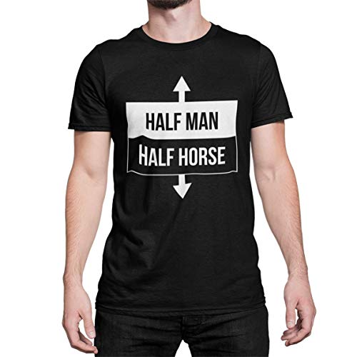 Witziges Statement Herren T-Shirt Half Men Half Horse Tshirt Kurzarm Oberteil für Männer Funshirt aus Baumwolle Regular Fit Schwarz Weiß S-XXXXXL… (Schwarz Druck Weiß, M) von knut Fashion & Streetwear