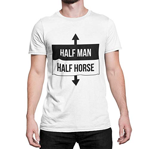 Witziges Statement Herren T-Shirt Half Men Half Horse Tshirt Kurzarm Oberteil für Männer Funshirt aus Baumwolle Regular Fit Schwarz Weiß S-XXXXXL… (Weiß Druck Schwarz, L) von knut Fashion & Streetwear