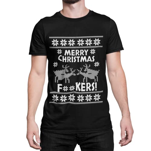 Witziges Weihnachts Herren T-Shirt mit Weihnachtsmotiv frecher Spruch Männer Tshirt Merry Christmas Regular Fit in Rot Grün Schwarz Große Größen S - XXXXXL von knut Fashion & Streetwear