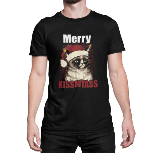 Witziges Weihnachtsshirt Herren T-Shirt mit Weihnachtsmotiv frecher Spruch Männer Tshirt Merry KissMyAss Regular Fit in Rot Grün Schwarz Große Größen S - XXXXXL von knut Fashion & Streetwear