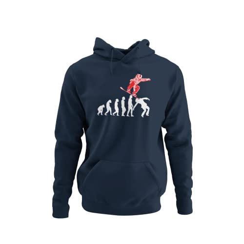 knut Fashion & Streetwear Entwicklung und Evolution Outfit Snowboarder Herren Hoodie mit Snowboad Downhill Jump Design Männer Kapuzenpullover Snowboarding Bekleidung große Größen S - XXXXXL von knut Fashion & Streetwear