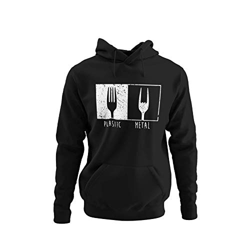 knut Fashion & Streetwear Heavy Metal Herren Pullover Pommesgabel - Rockiger Kapuzenpullover Hoodie Männer Jungs Sweatshirt RocknRoll 666 Grunge Clothes Regular Fit Baumwolle Schwarz S-5XL (XXXXL) von knut Fashion & Streetwear