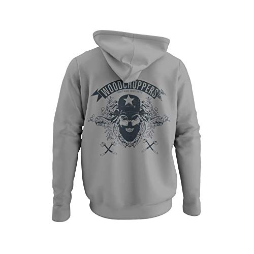 knut Fashion & Streetwear Herren Hoodie Aufdruck Woodchoppers Kapuzensweatshirt Holzhacker Baumfäller Wald in Gr. S-3XL (Grey Fog, L) von knut Fashion & Streetwear