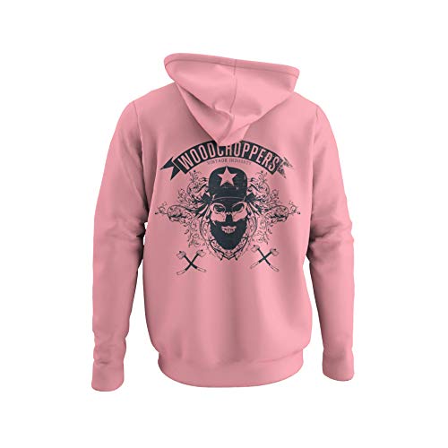 knut Fashion & Streetwear Herren Hoodie Aufdruck Woodchoppers Kapuzensweatshirt Holzhacker Baumfäller Wald in Gr. S-3XL (Soft Rose, XL) von knut Fashion & Streetwear