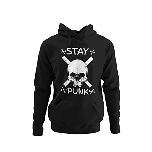 knut Fashion & Streetwear Herren Kapuzenpullover mit Aufdruck Stay Punk Männer Hoodie Sprüche Totenkopf in Schwarz Gr. S-5XL (XXL) von knut Fashion & Streetwear