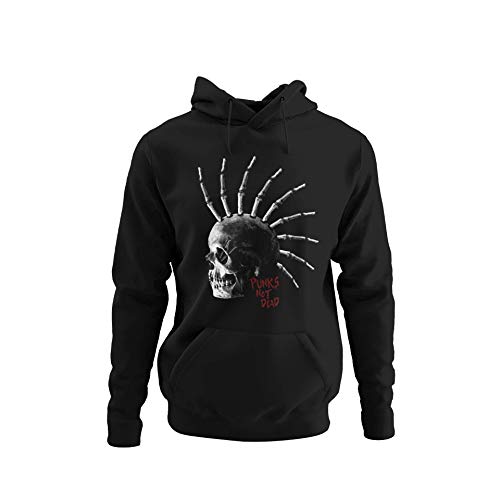 knut Fashion & Streetwear Hochwertiger Herren Hoodie Motiv Punks not Dead Männer Kapuzensweatshirt Bio in Schwarz oder Weiß Unisex Punker Punk Regular Fit Black Gr. S-4XL (Schwarz, XL) von knut Fashion & Streetwear