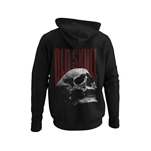 knut Fashion & Streetwear Hochwertiger Männer Hoodie Motiv Old Skull Herren Kapuzenpullover Bio Unisex Valhalla Wikinger Langarm Regular Fit Black Gr. S-5XL (L) von knut Fashion & Streetwear