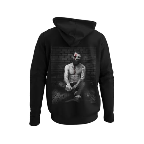 knut Fashion & Streetwear Kapuzenpullover Herren Backprint Men with Tattoo Motiv Männer Hoodie mit Kapuze Outfit Totenkopf Illustration Graphic Langarm Pullover Clothes Größen XS-5XL von knut Fashion & Streetwear