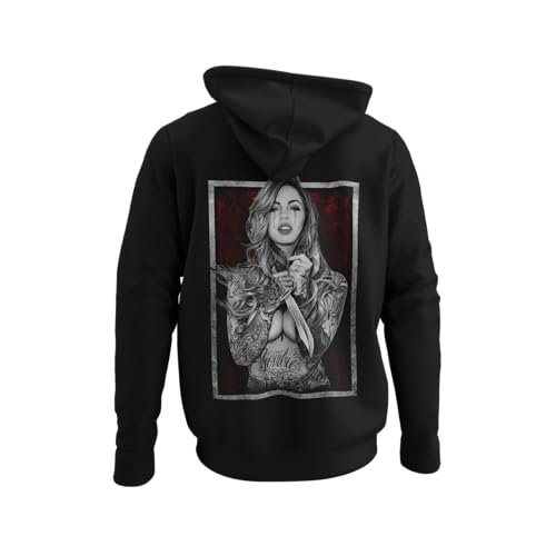 knut Fashion & Streetwear Kapuzenpullover Herren Backprint Tattoo Girl Realistic Motiv Männetr Hoodie mit Kapuze Outfit Rockiger Langarm Pullover Clothes Größen XS-5XL von knut Fashion & Streetwear