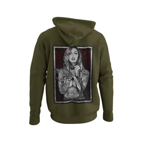 knut Fashion & Streetwear Kapuzenpullover Herren Backprint Tattoo Girl Realistic Motiv Männetr Hoodie mit Kapuze Outfit Rockiger Langarm Pullover Clothes Größen XS-5XL von knut Fashion & Streetwear