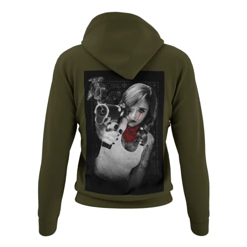 knut Fashion & Streetwear Kuschliger Damen Kapuzenpullover Tattooprint Frauen Hoodie mit Kapuze Tattoo Design Pullover von knut Fashion & Streetwear