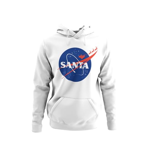 knut Fashion & Streetwear Kuschliger NASA Space Santa Claus Hoodie mit Weihnachtsmotiv Männer Kapuzenpullover für Festliche Anlässe Unisex Damen und Herren Regular Fit Gr. XS - XXXXXL von knut Fashion & Streetwear