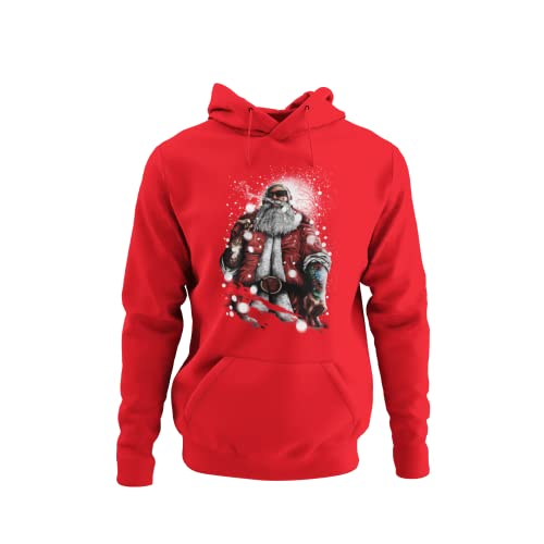 knut Fashion & Streetwear Kuschliger Weihnachtspullover Hoodie Herren mit Weihnachtsmotiv für Männer Kapuzensweatshirt mit frechen Motiv Bad Ass Santa Regular Fit Rot Grün Schwarz Gr. S - XXXXXL von knut Fashion & Streetwear