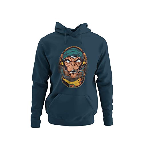 knut Fashion & Streetwear Lässiger Herren Hoodie Motiv Banana Monkey Kapuze Bedruckt in Navy Blau, Grau und Sky Blue Unisex Hip Hop Graffitistyle Gr. S-4XL (Navy Blue, L) von knut Fashion & Streetwear