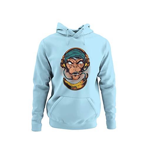 knut Fashion & Streetwear Lässiger Herren Hoodie Motiv Banana Monkey Kapuze Bedruckt in Navy Blau, Grau und Sky Blue Unisex Hip Hop Graffitistyle Gr. S-4XL (Pure Sky Blue, M) von knut Fashion & Streetwear