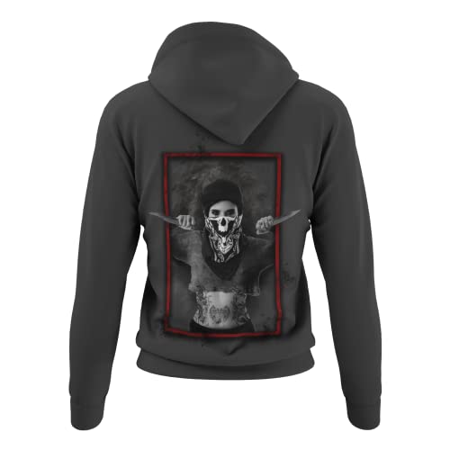 knut Fashion & Streetwear Modern kuschliger Kapuzenpullover Damen Motiv Tattoo Messer Girl Design Frauen Hoodie mit Kapuze Outfit Rockiger Langarm Pullover Clothes Größen XS-XXXL von knut Fashion & Streetwear