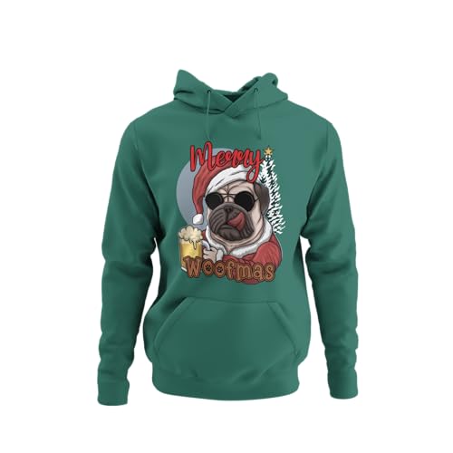 knut Fashion & Streetwear Santa Mops Hoodie zu Weihnachten Funny Pug Dog Kapuzenpullover für Festliche Anlässe Unisex Damen und Herren Regular Fit Gr. XS - XXXXXL von knut Fashion & Streetwear