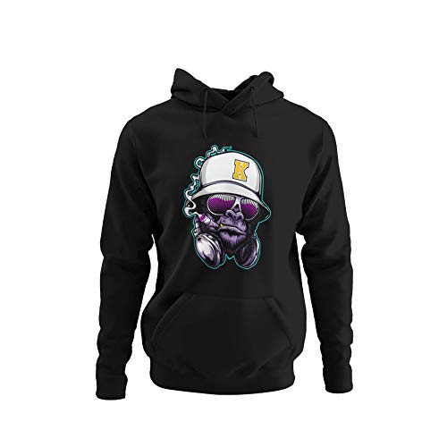 knut Fashion & Streetwear Stylischer Gorilla Herren Hoodie im Hip Hop Style Motiv I am King Männer in Schwarz Unisex Black, Rose, Rosa & 8 Gr. S-5XL (Schwarz, L) von knut Fashion & Streetwear